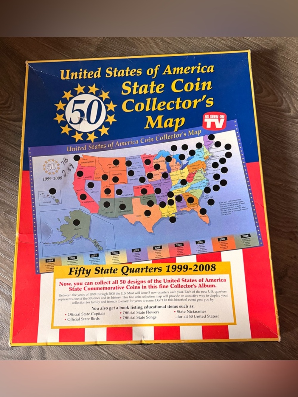 Collect All 50 States Coin Collector's Map